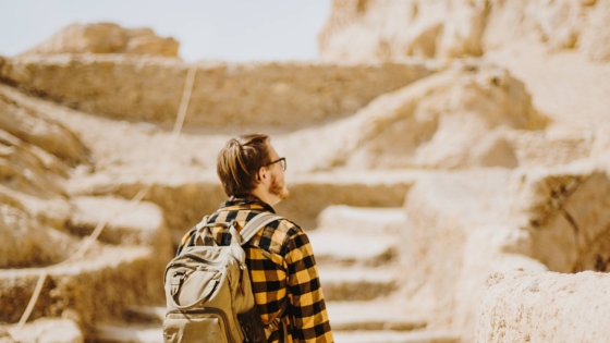 Person walking in desert