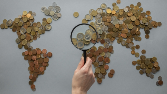 World Map made of coins