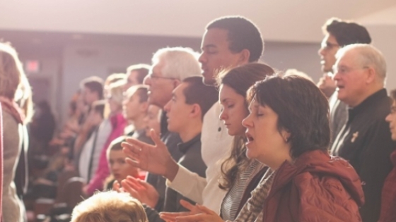 People singing in a church