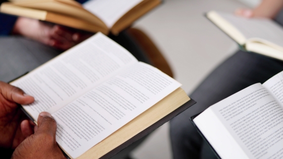 A group reading Scripture together