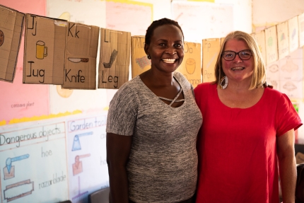 Two women standing together