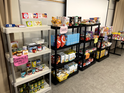 Shelves of food