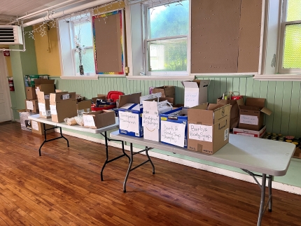 Boxes of food and other supplies