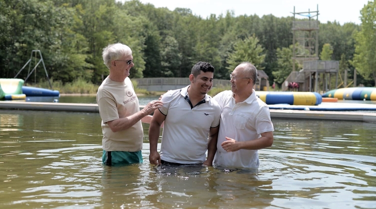 Todas Las Naciones Baptism Pablo Lee and Scott Geurink baptize a member of Pablo's church plant