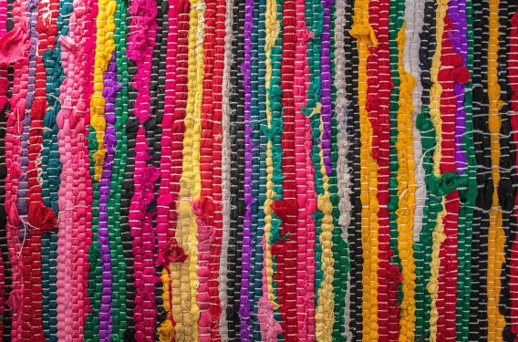What Kind of Weaver Are You? Woven mat of colorful fabric