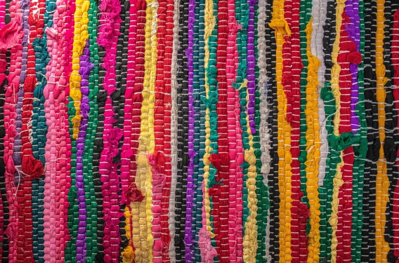 Woven mat of colorful fabric