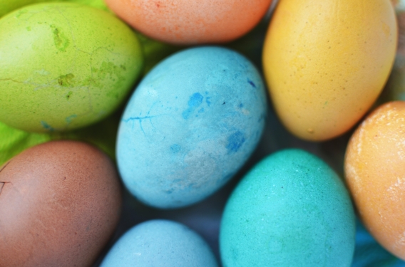 Easter Traditions Pastel colored Easter eggs