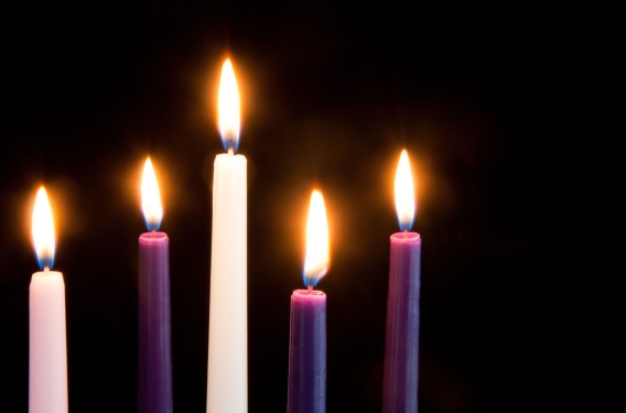 Lit Advent Candles