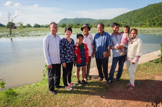 Celebrating Baptisms in Cambodia Resonate missionaries Navy and Ly with Pastor Neang, members of his family, and a family by the reservoir where they celebrated baptisms