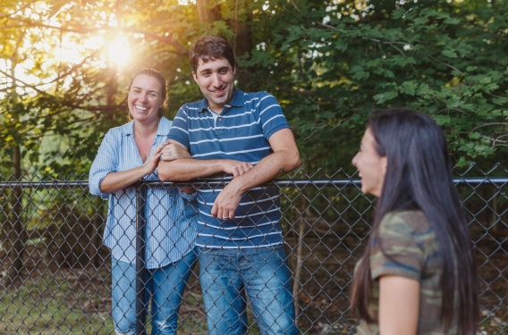 Neighbors talking outside